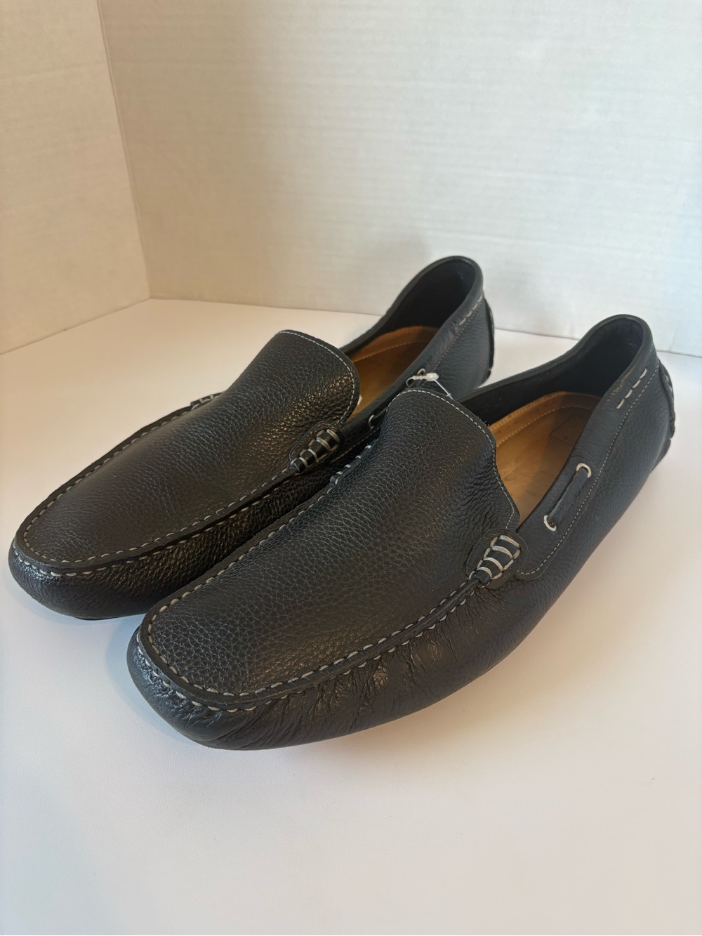 14th & Union Black Pebbled Leather Slip-On Driving Loafers Excellent Condition